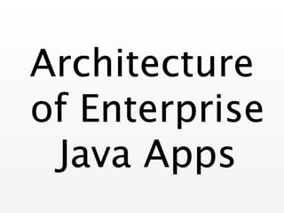 Architecture 
of Enterprise 
Java Apps 
 