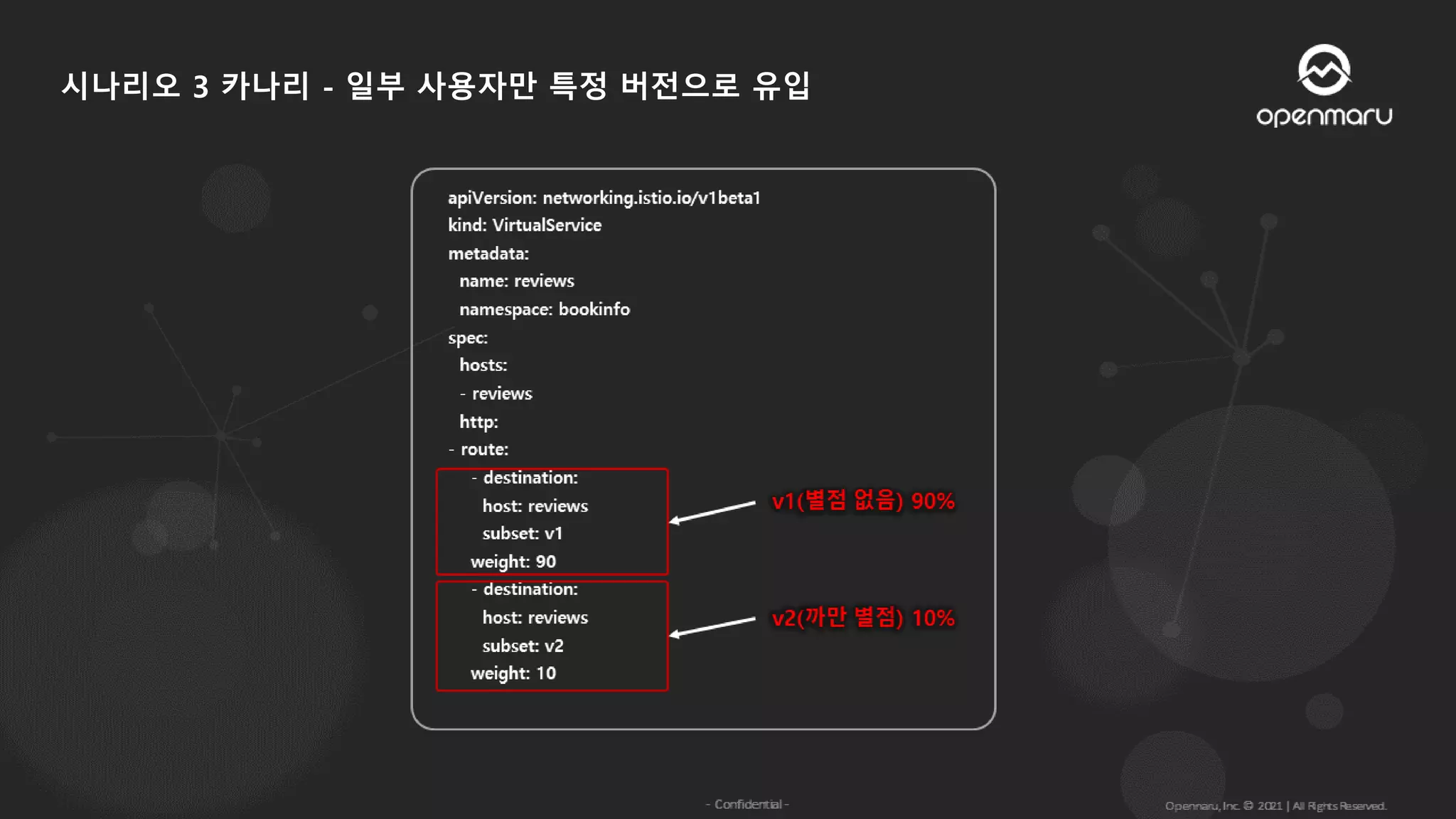 시나리오 3 카나리 - 일부 사용자만 특정 버전으로 유입