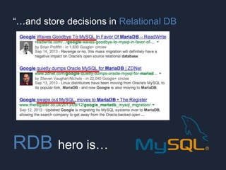 RDB hero is…
“…and store decisions in Relational DB
 
