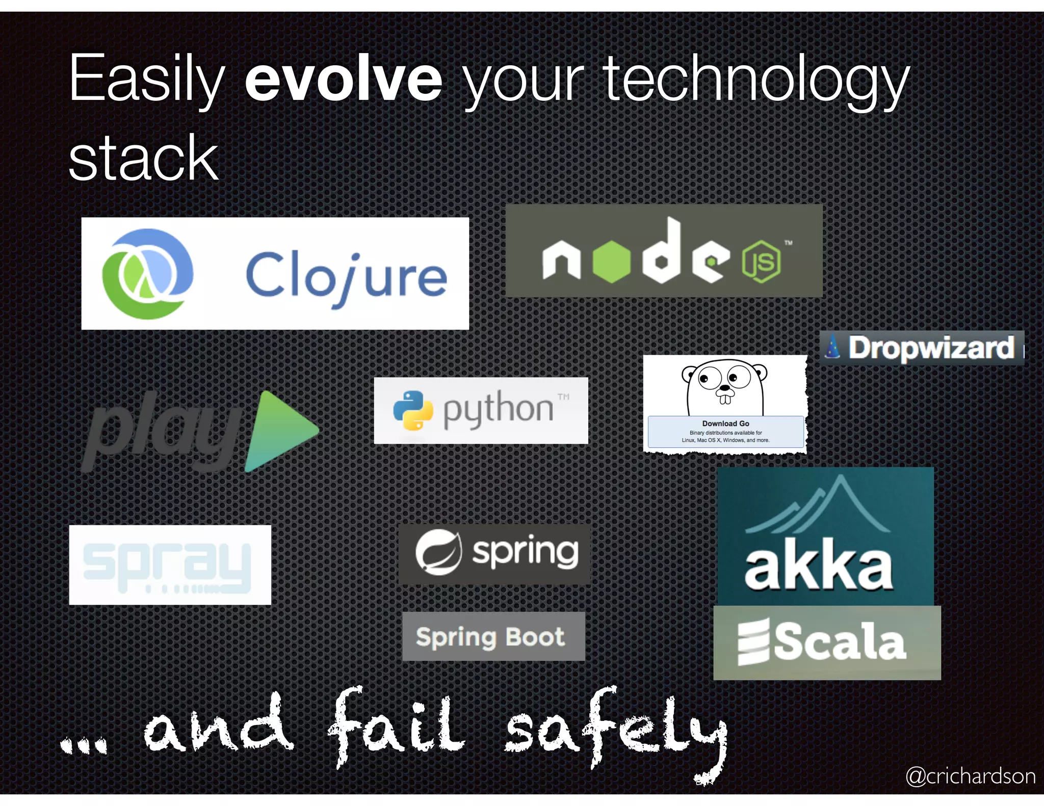@crichardson Easily evolve your technology stack ... and fail safely 