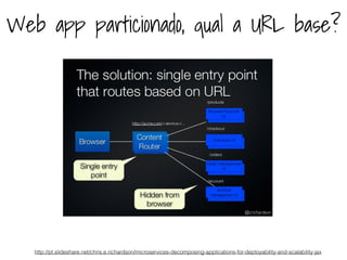 Web app particionado, qual a URL base? 
http://pt.slideshare.net/chris.e.richardson/microservices-decomposing-applications-for-deployability-and-scalability-jax 
 