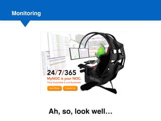 Ah, so, look well…
Monitoring
 
