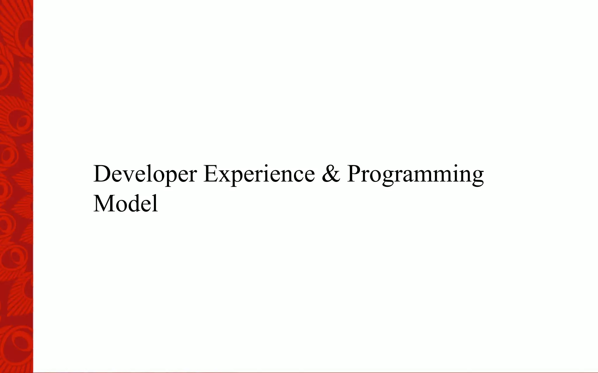 Developer Experience & Programming
Model
 
