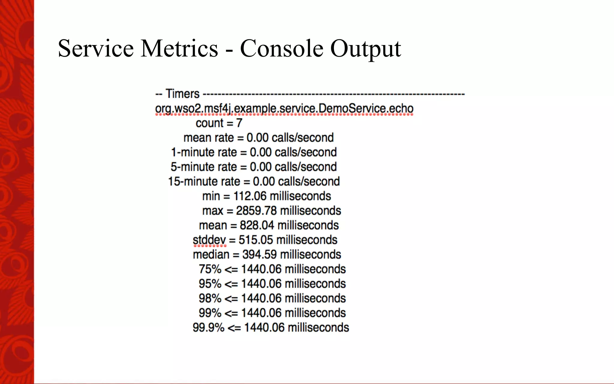 Service Metrics - Console Output
 