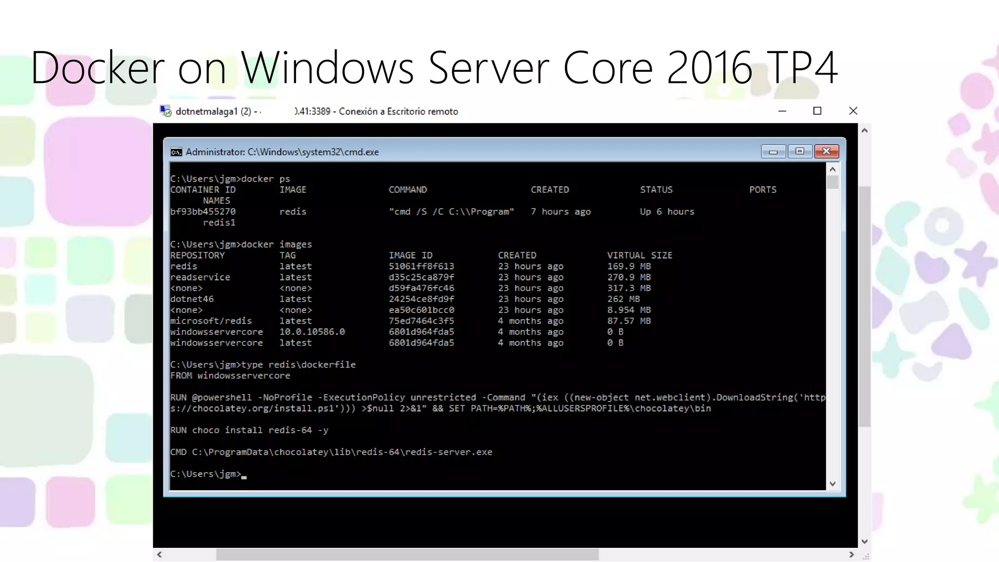 Docker on Windows Server Core 2016 TP4 