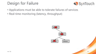 Design for Failure
• Applications must be able to tolerate failures of services
• Real-time monitoring (latency, throughput)
mei ’18 63
 