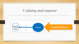 Validating small component
Persist
ence
CertificationAddress
 