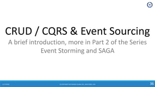 11/17/2018 (C) COPYRIGHT METAMAGIC GLOBAL INC., NEW JERSEY, USA 36
CRUD / CQRS & Event Sourcing
A brief introduction, more in Part 2 of the Series
Event Storming and SAGA
 