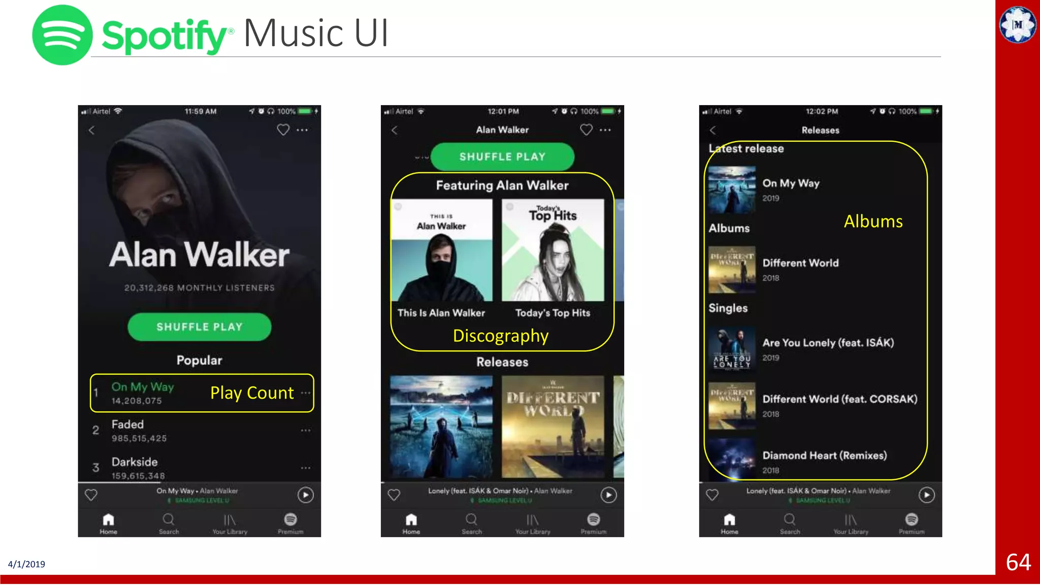 Music UI 4/1/2019 64 Play Count Discography Albums 