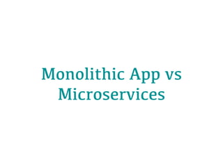 Monolithic App vs
Microservices
 