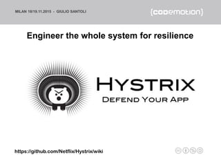MILAN 18/19.11.2015 - GIULIO SANTOLI
https://github.com/Netflix/Hystrix/wiki
Engineer the whole system for resilience
 