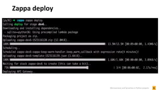 Zappa deploy
41Microservices and Serverless in Python projects
 