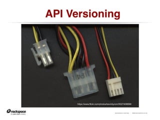 RACKSPACE® HOSTING | WWW.RACKSPACE.CO.UK
API Versioning!
https://www.flickr.com/photos/kevinbyrom/5027408898/
 