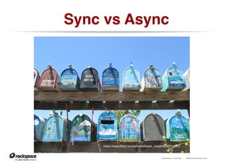 RACKSPACE® HOSTING | WWW.RACKSPACE.CO.UK
Sync vs Async!
https://www.flickr.com/photos/beate_meier/8337014543
 