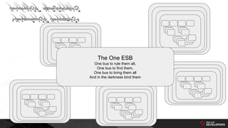 The One ESB
One bus to rule them all,
One bus to find them,
One bus to bring them all
And in the darkness bind them
 