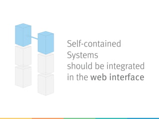 Self-contained
Systems
should be integrated
in the web interface
 