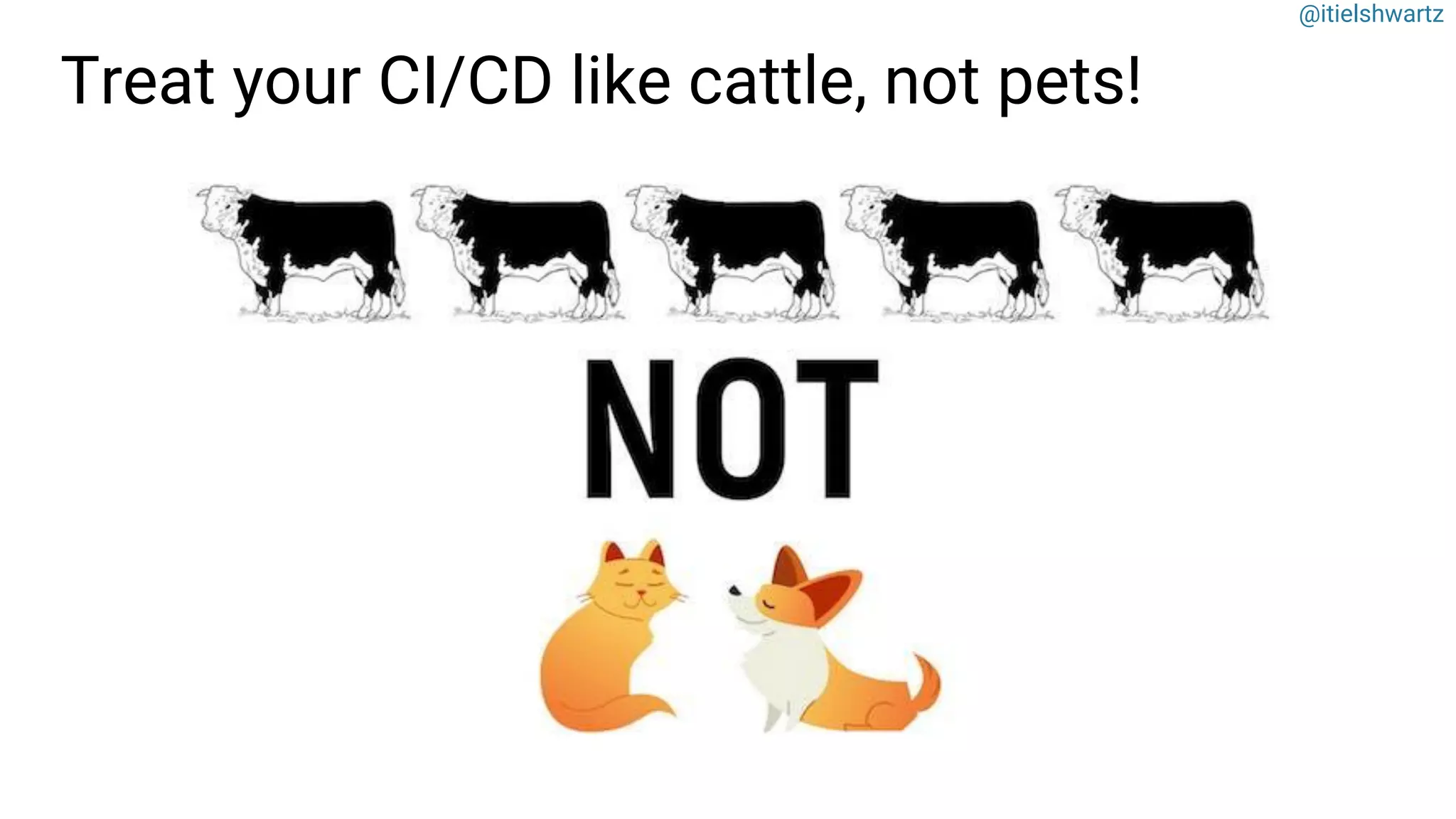 @itielshwartz
Treat your CI/CD like cattle, not pets!
 