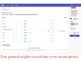Fine grained insights via real time event stream queries
 