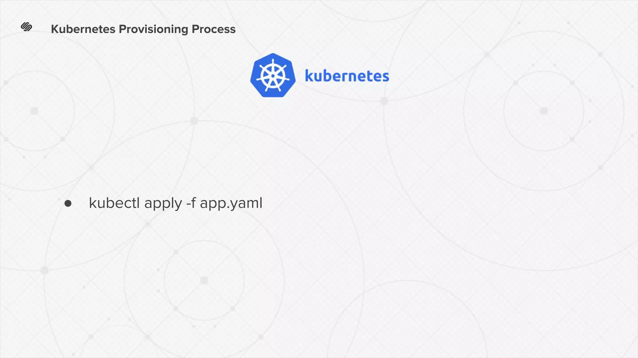 Kubernetes Provisioning Process
● kubectl apply -f app.yaml
 