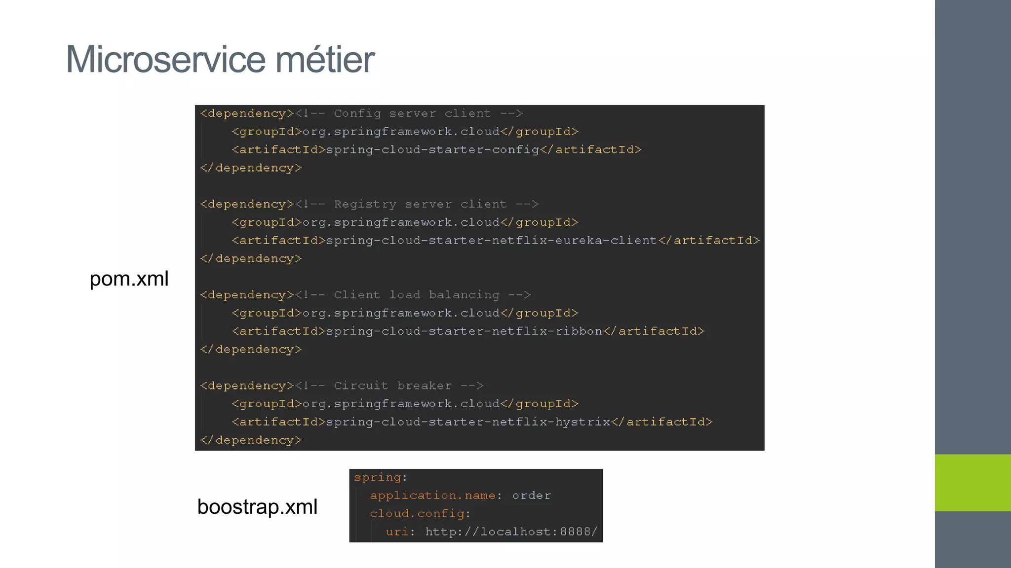 Microservice métier
pom.xml
boostrap.xml
 