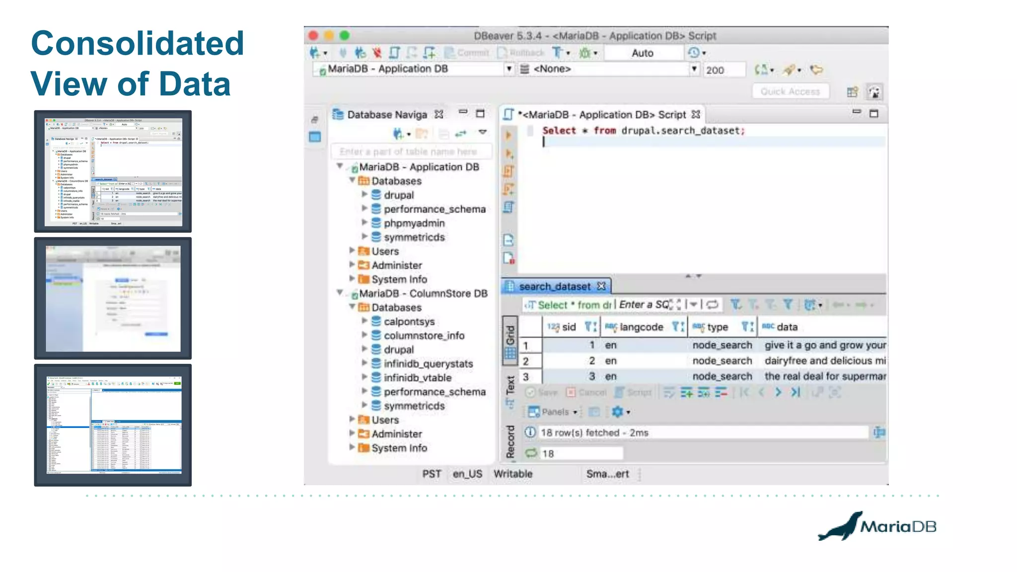 Consolidated View of Data 