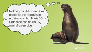 Not only can Microservices
comprise the application
architecture, but MariaDB
Database can be it’s
own Microservice
 