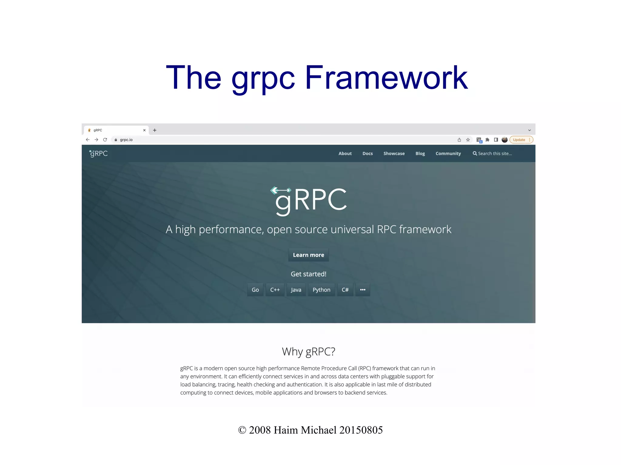 © 2008 Haim Michael 20150805
The grpc Framework
 