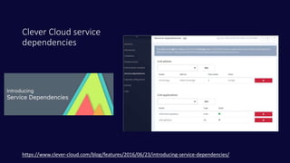 Clever Cloud service
dependencies
https://www.clever-cloud.com/blog/features/2016/06/23/introducing-service-dependencies/
 