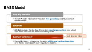 28
BASE Model
最終一致性，ACID 的目的。
 