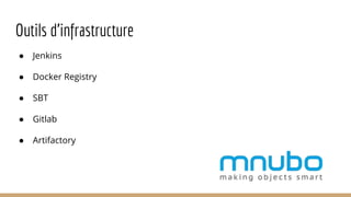 ● Jenkins
● Docker Registry
● SBT
● Gitlab
● Artifactory
Outils d’infrastructure
 
