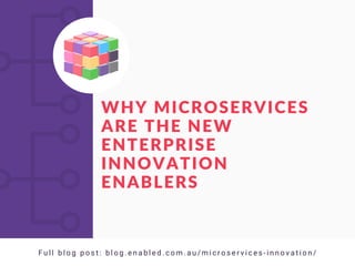 F u l l b l o g p o s t : b l o g . e n a b l e d . c o m . a u / m i c r o s e r v i c e s - i n n o v a t i o n /
WHY MICROSERVICES
ARE THE NEW
ENTERPRISE
INNOVATION
ENABLERS
 
