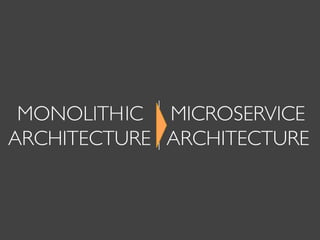 MONOLITH
ARCHITECTURE ARCHITECTURE
MICROSERVICEIC
 