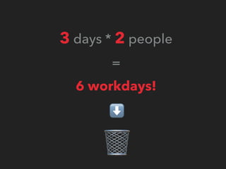 3 days * 2 people
=
6 workdays!
⬇
%
 