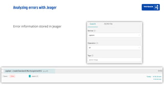 Error information stored in Jeager
Analyzing errors with Jeager
 