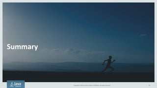 Copyright © 2016, Oracle and/or its affiliates. All rights reserved.
SODA For REST Architecture
99
Clean architecture
 Data stored in Oracle Database as JSON documents
 App Developer make standard HTTP(S) calls to SODA for REST API
Oracle DatabaseHTTP(S) client
Oracle REST Data Services
SODA 4 REST Generated SQL
Transform JSONPass thruJSON JSON
URI
JAVA Container
 