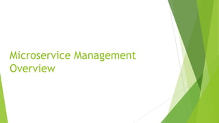 Microservice Management
Overview
 