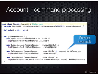 @crichardson
Account - command processing
Prevent
overdraft
 