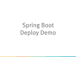 Messaging Support
> Spring JMS abstraction
> Message driven POJOs
> Scalable
> Simplify sending JMS
> Can use other libs, too!
> Boot: everything Spring / Java can do
 
