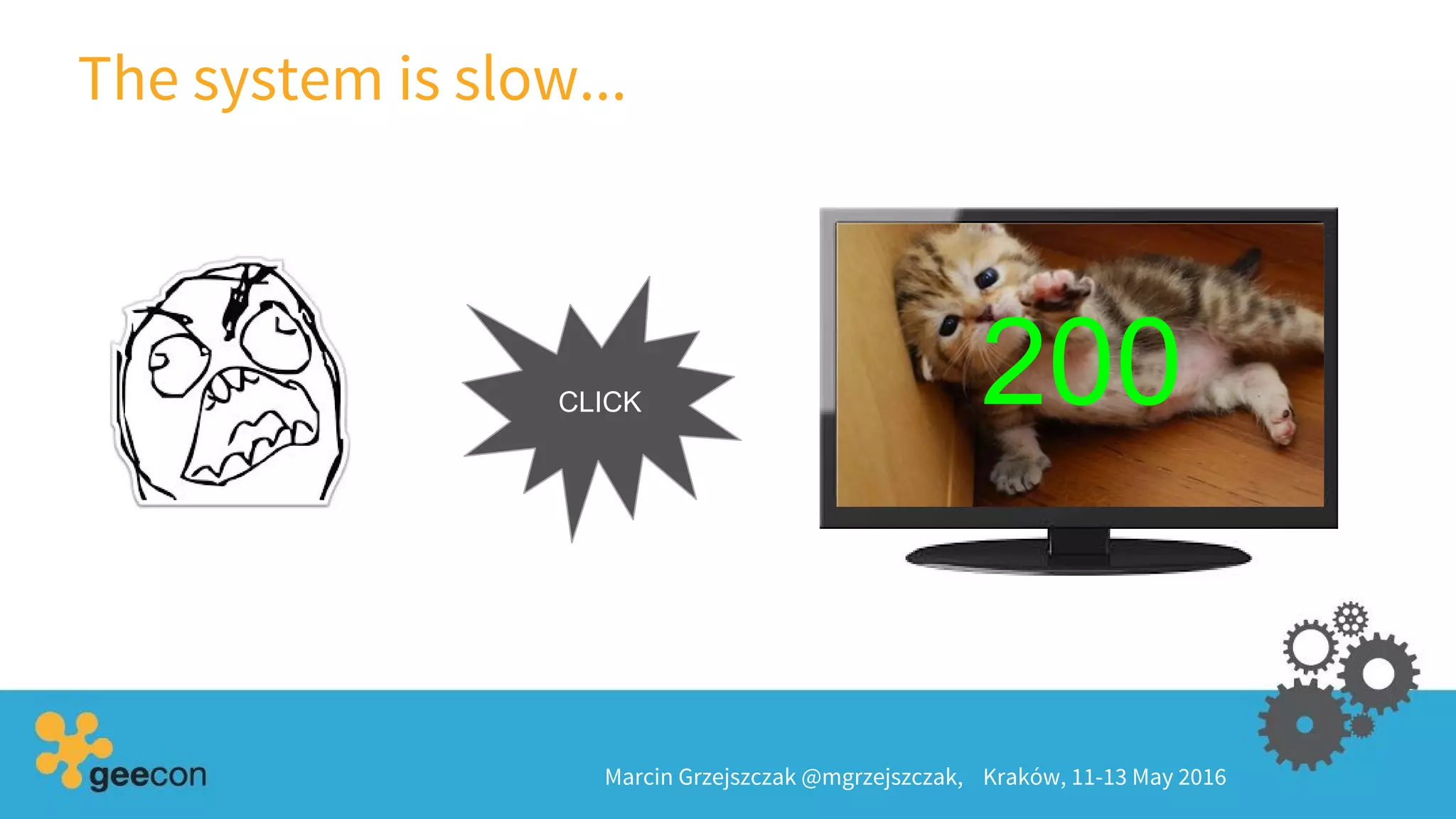 The system is slow...
Marcin Grzejszczak @mgrzejszczak, Kraków, 11-13 May 2016
CLICK 200
 