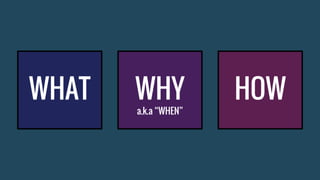 WHAT WHY
a.k.a “WHEN”
HOW
 
