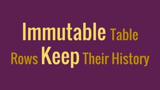 Immutable Table
Rows KeepTheir History
 