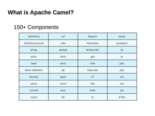 What is Apache Camel?
150+ Components
 