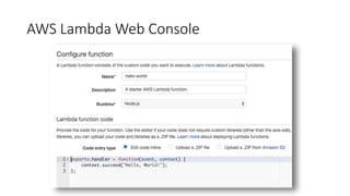 AWS Lambda Web Console
 