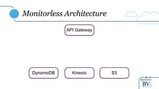 @adrianco
Monitorless Architecture
API Gateway
Kinesis S3DynamoDB
 