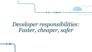Developer responsibilities:
Faster, cheaper, safer
 