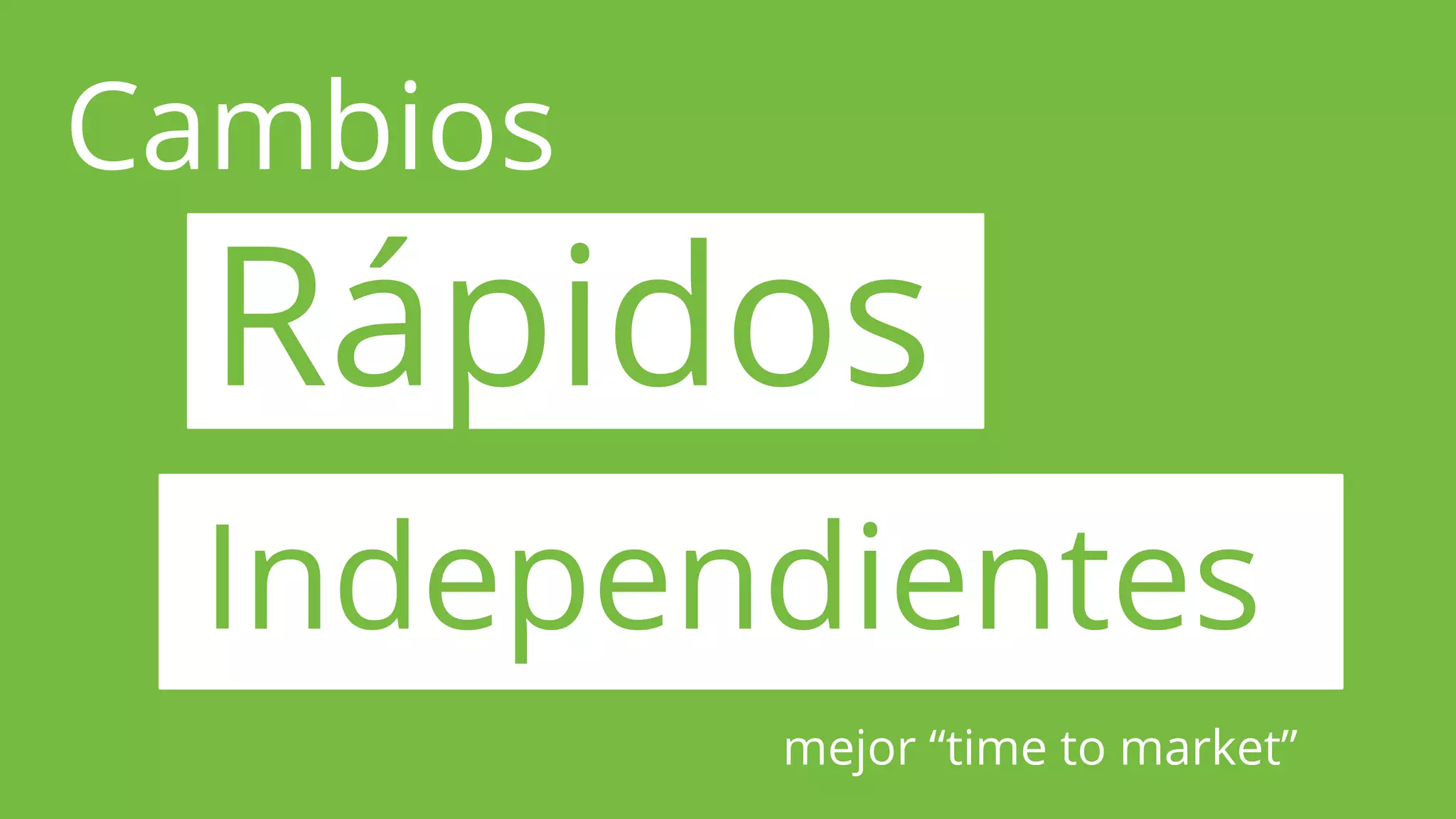Cambios
Rápidos
Independientes
mejor “time to market”
 