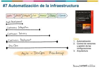 #7 Automatización de la infraestructura
Clave:
1.  Automatización
2.  Control de versiones
y gestión de las
configuraciones
3.  Arquitectura
 