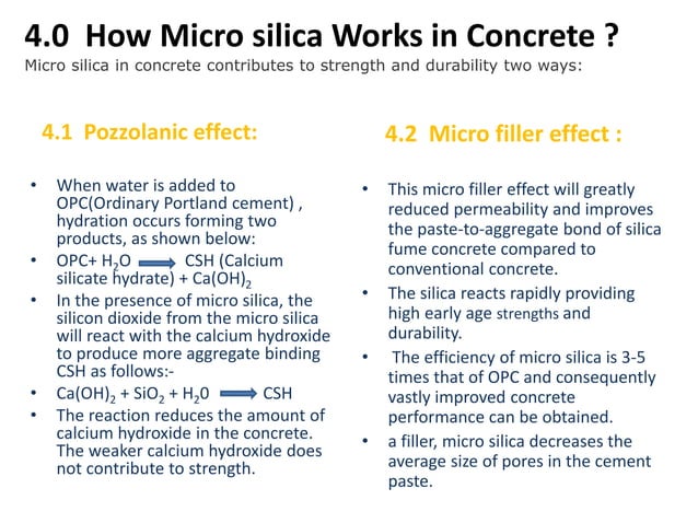 Micro silica in concrete | PPTX