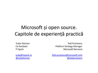Microsoft și open source.Capitole de experiență practică 