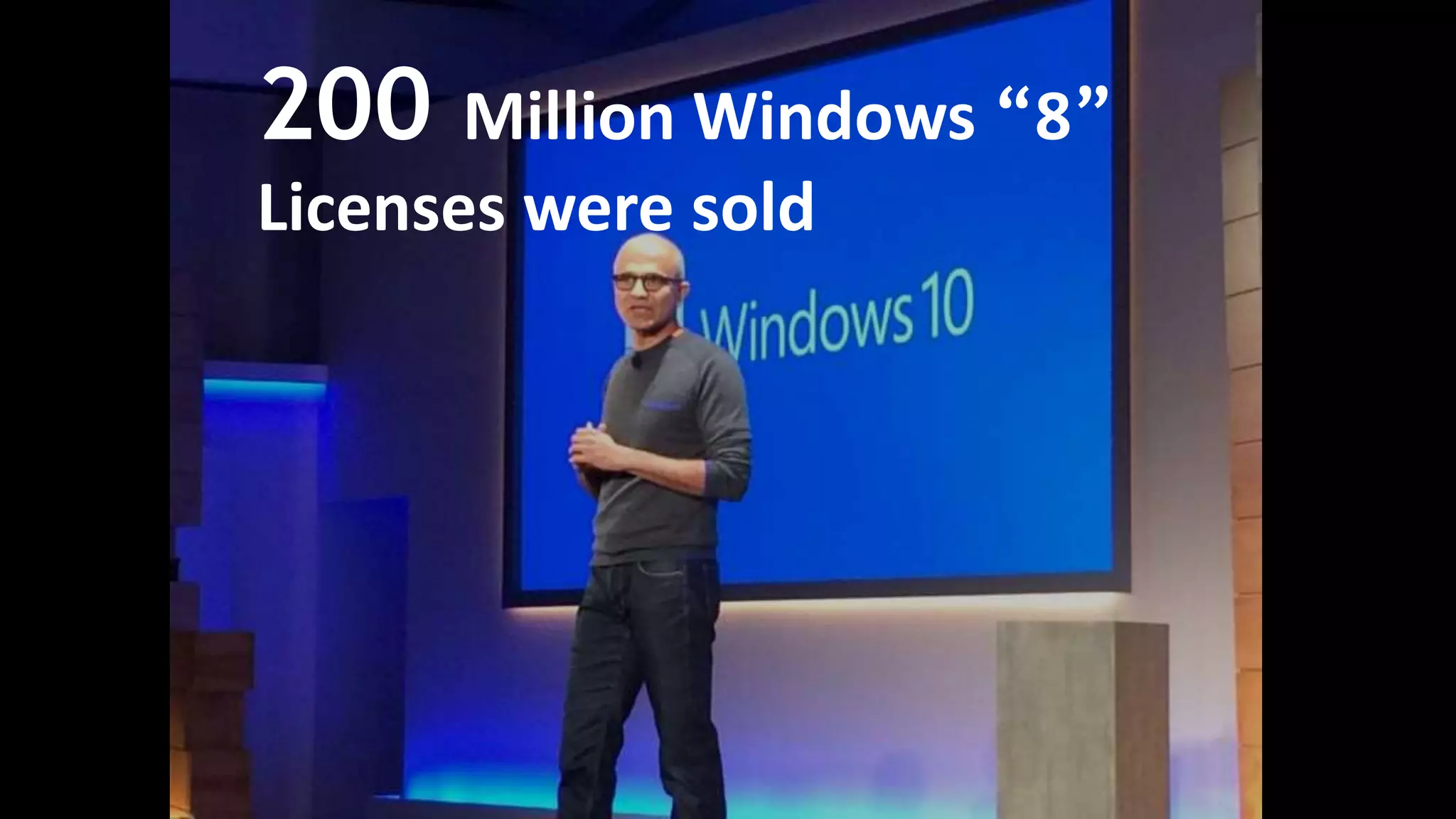 200 Million Windows “8”
Licenses were sold
 